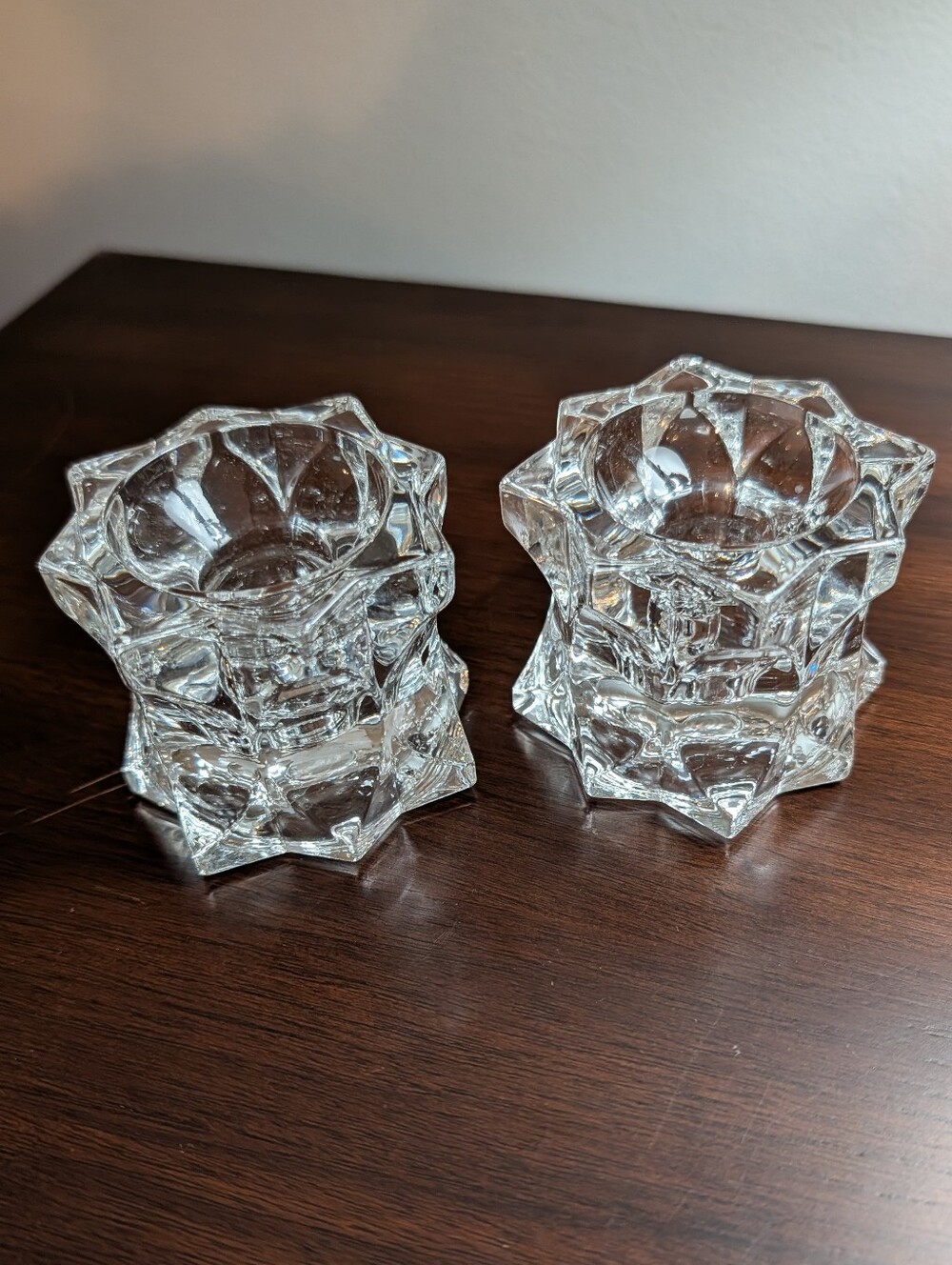 Mikasa Crystal Sparkling Stars Votive Taper Candle Holders